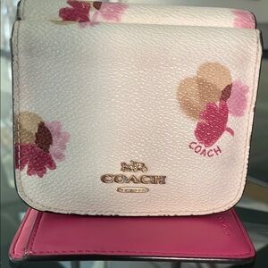 Coach Floral Print White and Pink Women's Bifold wallet